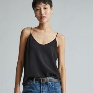 NWT Everlane The Clean Silk Cami Tank Top Women Black Blouse size 14